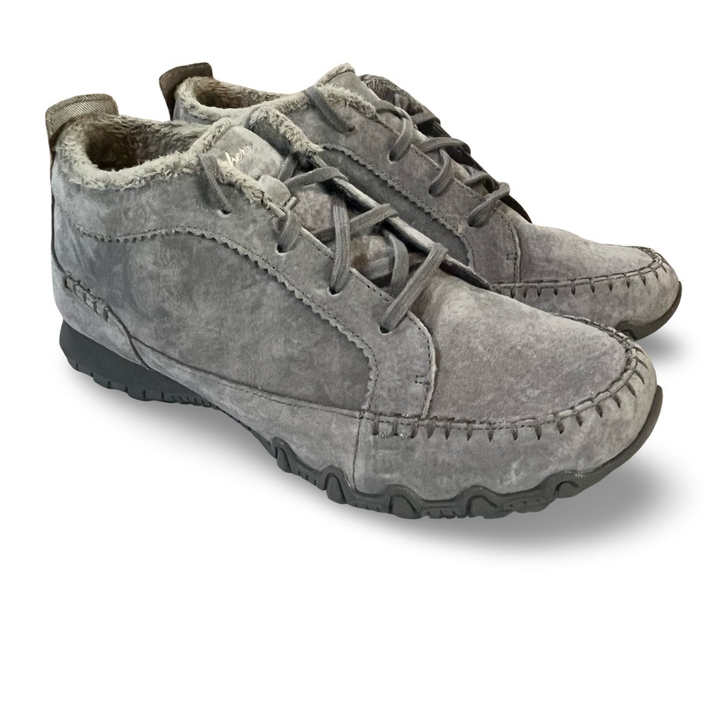 Skechers Relaxed Fit Lineage Ankle Boots in Grey Suede Size 8.5